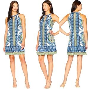 London Times Women's Sleeveless Keyhole Halter Aline Dress size 6
